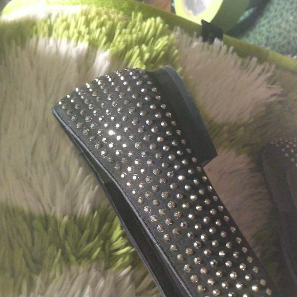 Silver studded black flats, us 10.5 - Picture 2 of 3